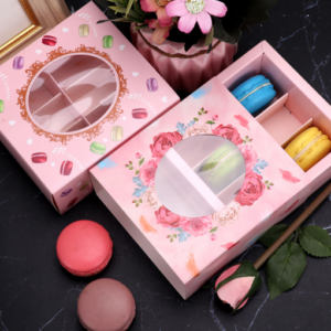 6-piece macaron box, cake/chocolate/cookie/pastry/packaging box, high-end transparent window design.