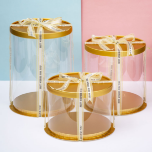 Gold round cake box, 4-inch, 6-inch, 8-inch, 10-inch, 12-inch, single/double, tall cake box