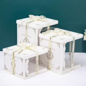 Square semi-open transparent birthday cake box, 6-inch, 8-inch, 10-inch, single-layer, double-layer, tall
