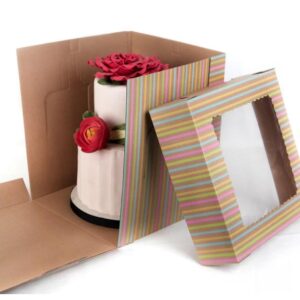 Tall Window Cake Box - Stripes