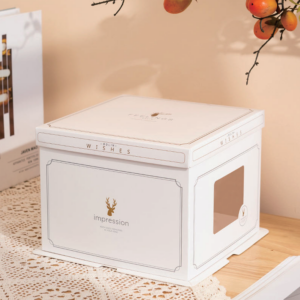 Baking and Pastry Packaging 8 10 12 Inch White Heightened Paper Food Box Clear Window