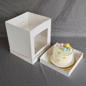 Matt White Tall Stylish Cake Box with Window