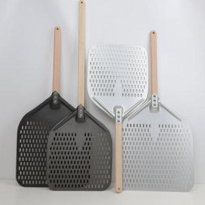12-inch and 14-inch thickened hard-film perforated pizza spatula with detachable wooden handle