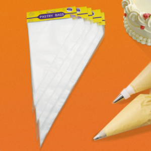 Disposable PE butter piping bags with clip headers.