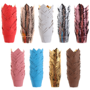 Gold and Silver Tulip Paper Cups, High-Temperature Resistant Muffin Cake Trays