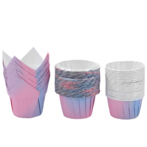 Gradient Tulip Paper Cups, High-Temperature Resistant Muffin Cake Trays