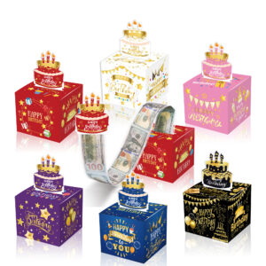 Birthday Money Pull Box DIY Surprise Gift Box for Money with Birthday Day Card-Funny Ways for Birthday Party Decorations