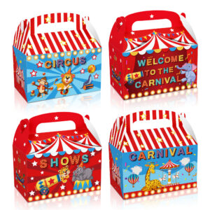 12 Pcs Carnival Circus Party Candy Treat Boxes Paper Gift Cake Goodies Box for Kids Birthday Party Supplies