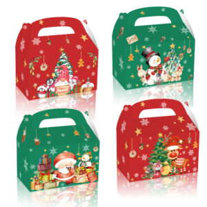 Christmas Party Favors Candy Treat Boxes 12 PCS Santa Snowman Paper Gift Box Cookie Goodies Box for Xmas Party Supplies