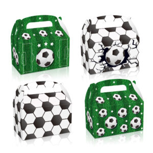 Soccer Party Candy Treat Boxes 12 PCS Football Paper Gift Box Cookie Goodies Box for Sports Kids Birthday Party Supplies