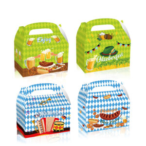 Oktoberfest Treat Gift Boxes Candy Goodie Cardboard Box with Handles for German Beer Festival Theme Party Supplies Favors