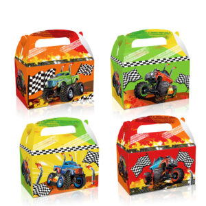 Monster Truck Candy Treat Boxes Double Side Design Paper Gift Cake Goodies Box for Kids Birthday Racing Party Supplies