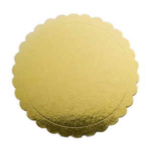 Round Shape Golden Paperboard Scalloped Cake Boards