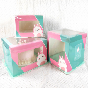 Customised 8-inch carry-out cake box with window, made from food-grade material