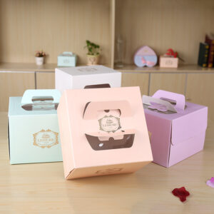 Customised 4–10-inch carry-handle cake boxes with transparent windows