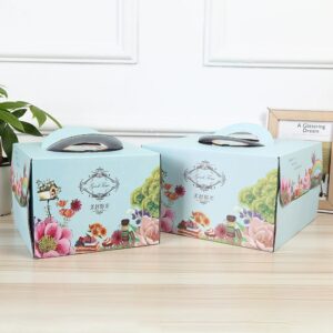 Manufacturer of customised 8-inch European-style corrugated carry-handle cake boxes