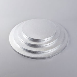 Wholesale silver corrugated 12mm thick round cake board, made in China